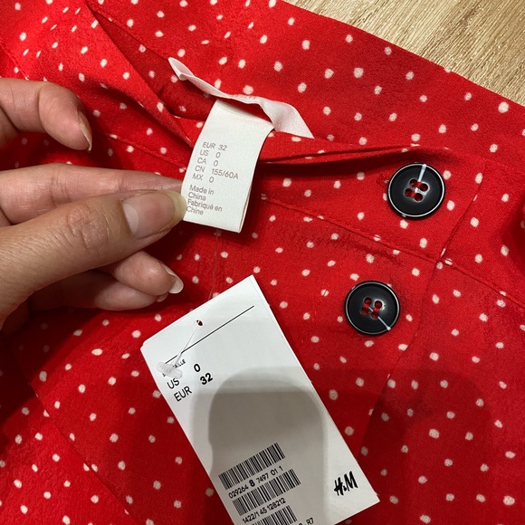 NWT H&M dot midi skirt red SZ 0 - Picture 5 of 6